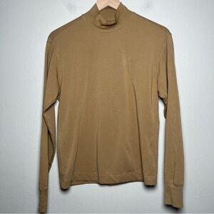 Uniqlo Women Heat Tech Knit Top‎ XS Camel Brown Turtleneck Long Sleeve